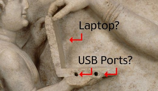【オーパーツ】紀元前１００年の古代ギリシア彫刻にノートパソコンを使う様子が発見される！USBポートもある