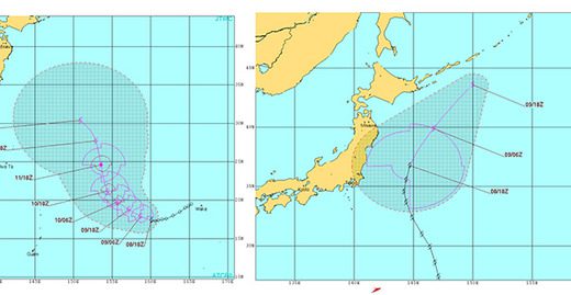 【注意】台風５号６号のダブル台風発生！日本に接近