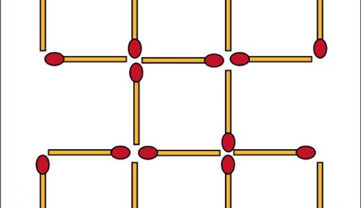 マッチ棒3本の移動で正方形を７個にせよ！７個の正方形はもとの大きさと同じ！