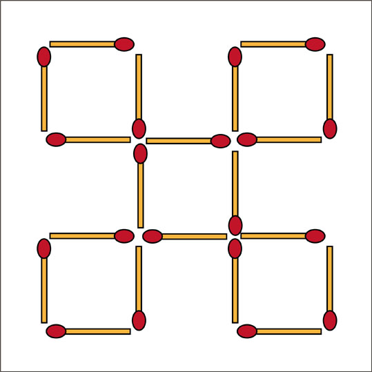 マッチ棒3本の移動で正方形を７個にせよ ７個の正方形はもとの大きさと同じ 秒刊sunday