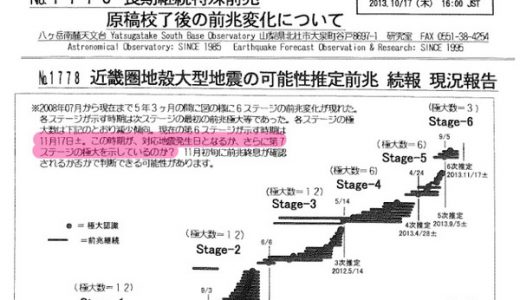 巨大地震は11月17日予定もしくは「第7ステージ」への突入を示唆