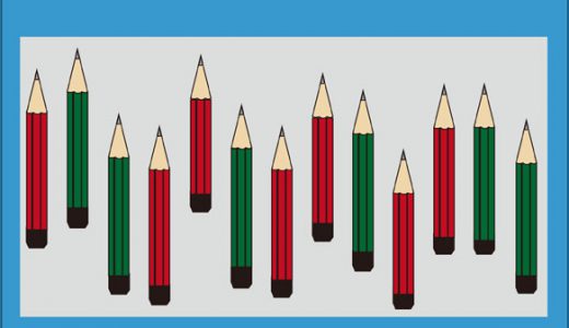 どーなってんだ！？赤色の鉛筆と緑色の鉛筆の本数が入れ替わってしまうとんでもない絵！