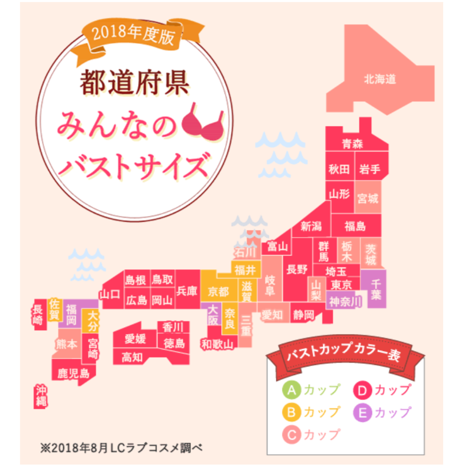 都道府県別 バストサイズ が公開 最も大きい都道府県は 秒刊sunday