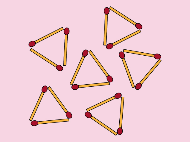 ３本のマッチ棒を移動して正三角形を７個にする問題！